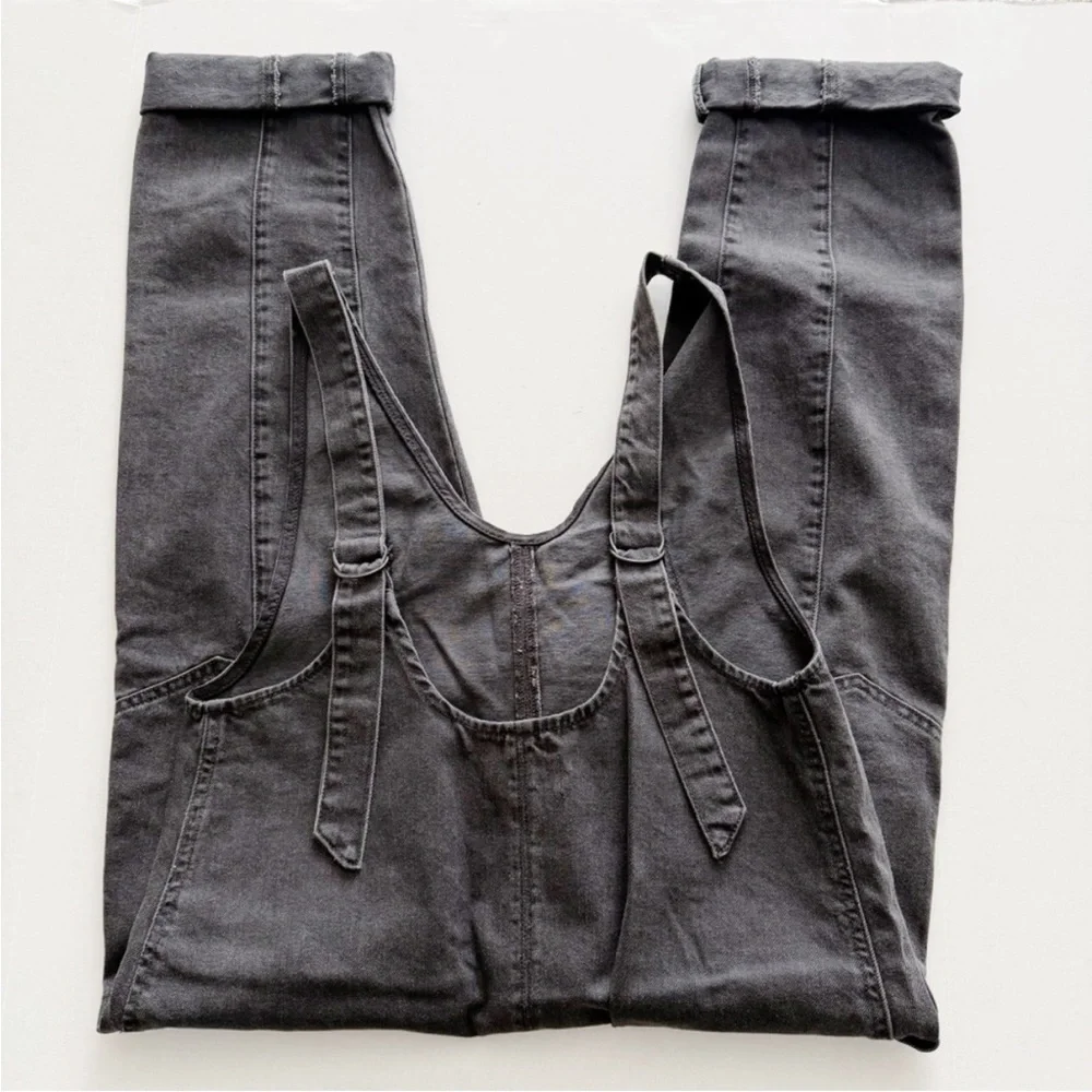 We the Free People High Roller Overalls Jumpsuit Black Jean Denim baggy